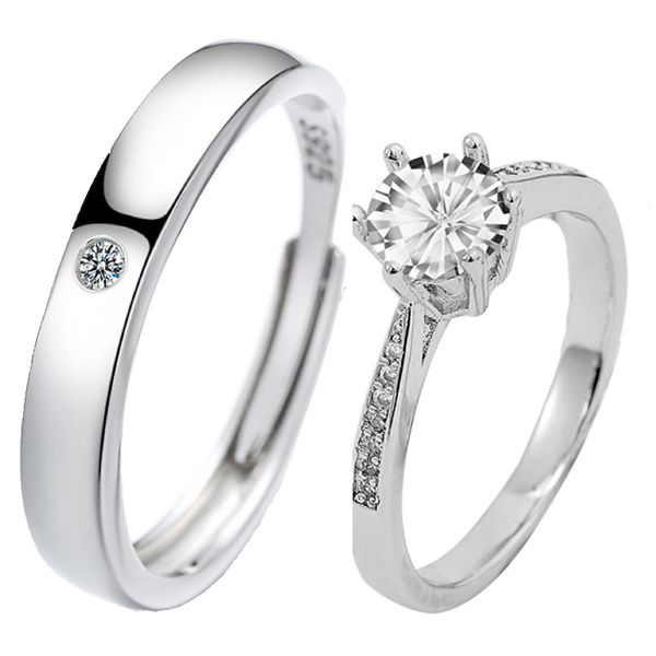 2 pcs classic six claws round dot couple rings copper plated platinum adjustable valentine's day gift men women overlap opening promise, Silver
2 pcs classic six claws round dot couple rings copper plated platinum adjustable valentine's day gift men women overlap opening promise, Silver
