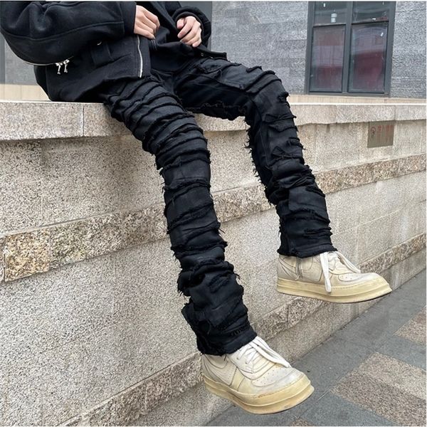 men's jeans heavy industry hole frayed destruction waxed mens high street retro straight ripped pencil pants oversize denim trousers 23, Blue
men's jeans heavy industry hole frayed destruction waxed mens high street retro straight ripped pencil pants oversize denim trousers 23, Blue