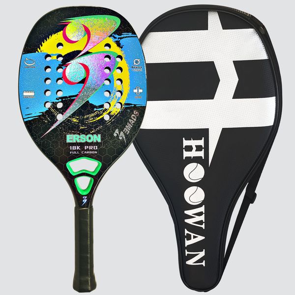 tennis rackets 3mads erson 18k pro beach tennis racket carbon fiber 18k professional 22mm soft eva core carbon frame advanced paddle 230307