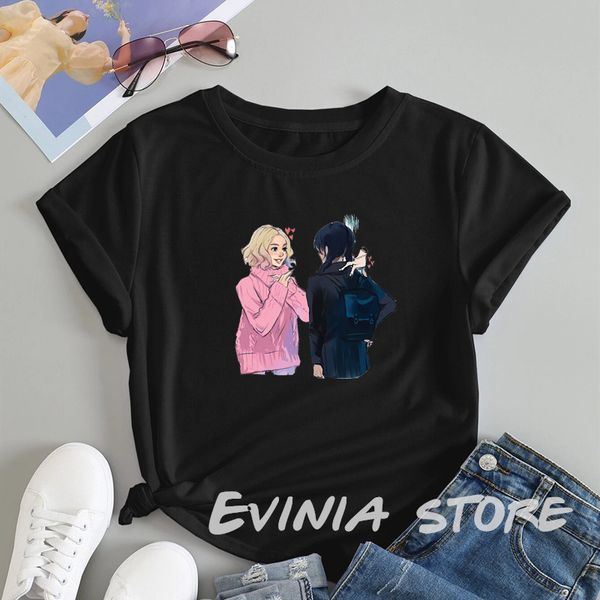 women's tshirt wednesday and enid when they first meet tshirts short sleeve harajuku horror movies lady t shirt round neck tees clothes, White
women's tshirt wednesday and enid when they first meet tshirts short sleeve harajuku horror movies lady t shirt round neck tees clothes, White