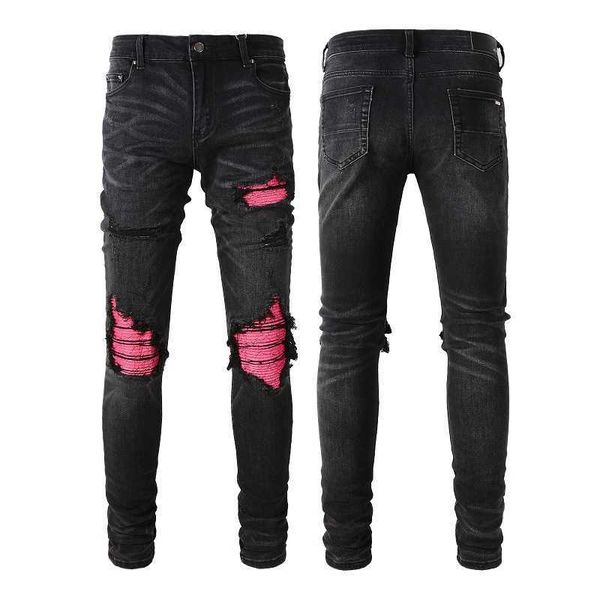 fashion brand color stretch drill broken jeans men's high street slim pants, Black;white
fashion brand color stretch drill broken jeans men's high street slim pants, Black;white