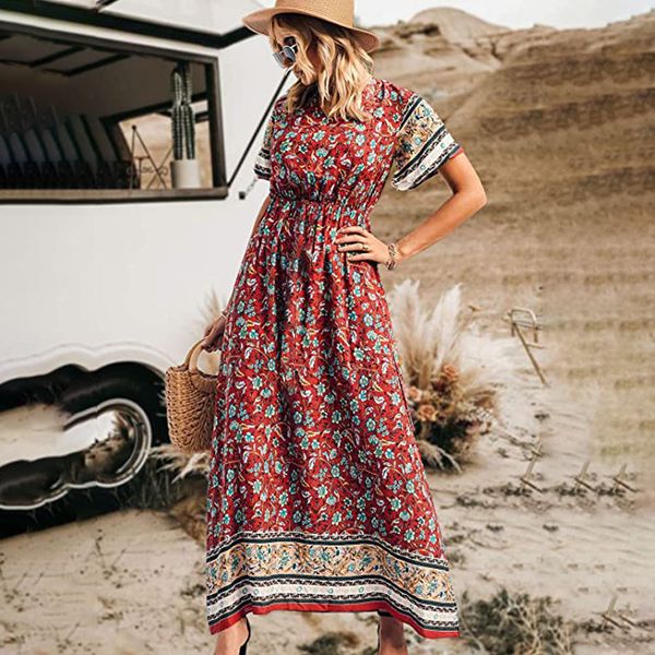 casual dresses summer women maxi elegant classic boho lady v neck slim elastic waist floral print holiday beach long skirt 230307, Black;gray
casual dresses summer women maxi elegant classic boho lady v neck slim elastic waist floral print holiday beach long skirt 230307, Black;gray