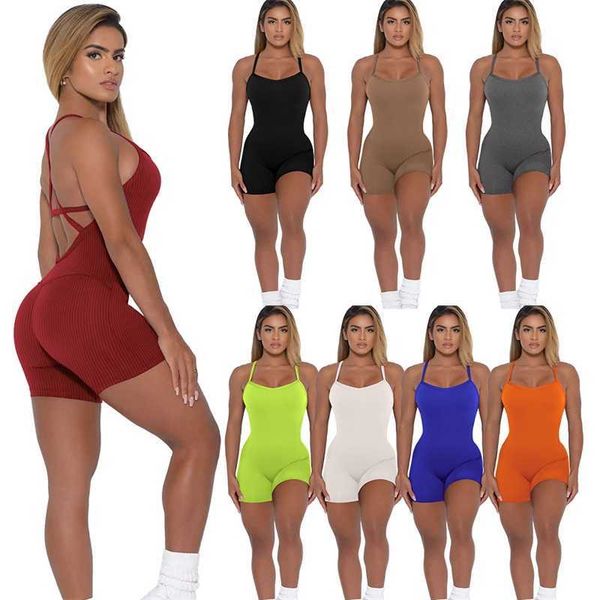 women clothing sports jumpsuits solid rib strap back and hip lift yoga casual bodysuit multicolor spring and summer, Black;white
women clothing sports jumpsuits solid rib strap back and hip lift yoga casual bodysuit multicolor spring and summer, Black;white