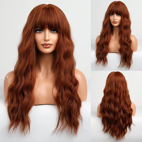 orange wig with bangs long copper red curly glueless wigs for women machine made none lace auburn full natural reddish brown brazilian hair, Black;brown
orange wig with bangs long copper red curly glueless wigs for women machine made none lace auburn full natural reddish brown brazilian hair, Black;brown