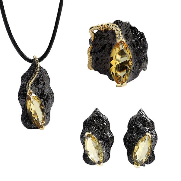 earrings necklace jewelry three piece set for women creative yellow zircon ring earring pendant citrine 925 italian black gold 230307, Silver
earrings necklace jewelry three piece set for women creative yellow zircon ring earring pendant citrine 925 italian black gold 230307, Silver