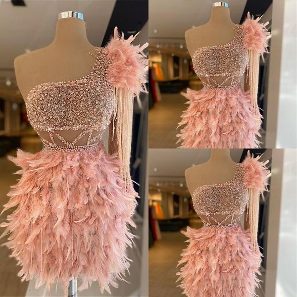 2023 luxurious arabic prom dresses blush pink feather crystal beaded short mini one shoulder sheath evening prom party cocktail dress homeco, Black
2023 luxurious arabic prom dresses blush pink feather crystal beaded short mini one shoulder sheath evening prom party cocktail dress homeco, Black
