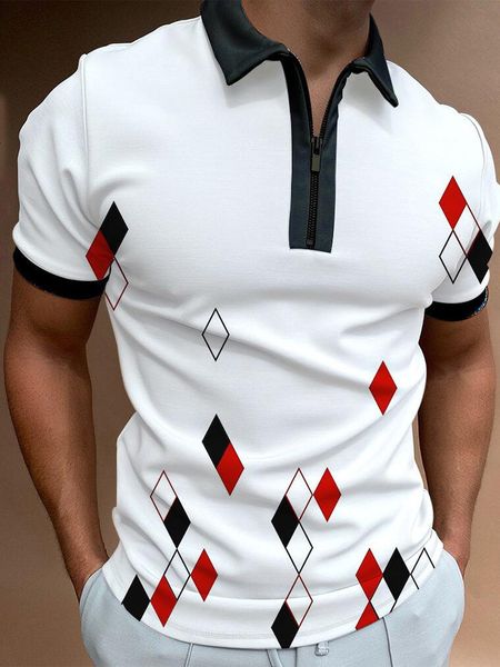 men's polos summer 3d printing breathable plaid streetwear fashion patchwork men short sleeve polo shirts turndown collar zipper 23030, White;black
men's polos summer 3d printing breathable plaid streetwear fashion patchwork men short sleeve polo shirts turndown collar zipper 23030, White;black