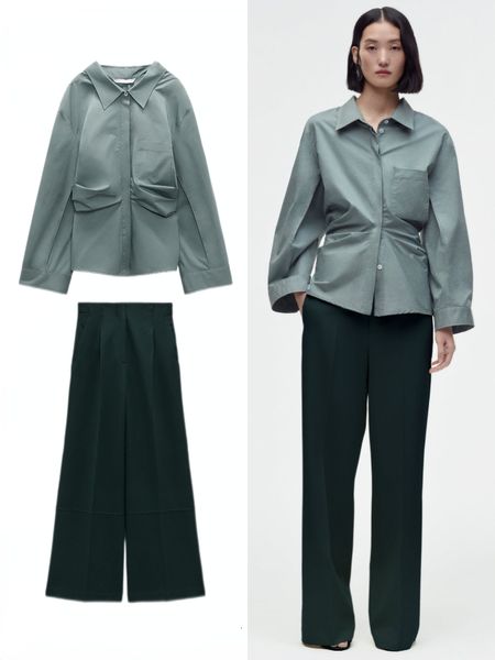 women s two piece pants zaba zar lapel pocket pleated long sleeve slim shirt loose high waist mopping ladies trousers set 230307, White
women s two piece pants zaba zar lapel pocket pleated long sleeve slim shirt loose high waist mopping ladies trousers set 230307, White