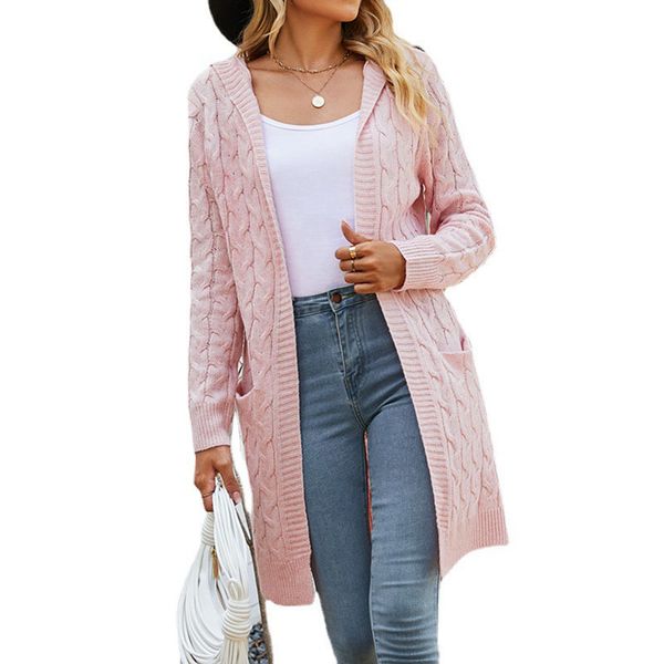 hooded long cardigan casual women's sweaters with front pockets twist gentiana stiches lady basic knits with loose regular long sleeve, White;black
hooded long cardigan casual women's sweaters with front pockets twist gentiana stiches lady basic knits with loose regular long sleeve, White;black