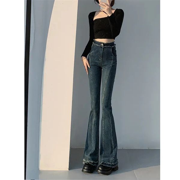 women's jeans y2k spring female denim trousers fashion spliced high waist flare pants vintage tassels ankle full length black blue 2303
women's jeans y2k spring female denim trousers fashion spliced high waist flare pants vintage tassels ankle full length black blue 2303