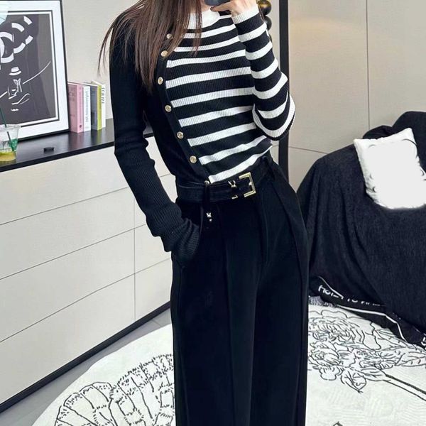 23ss designer brand women trousers black high-waisted casual pants womens new high-class suit pants autumn winter women clothing, Black;white