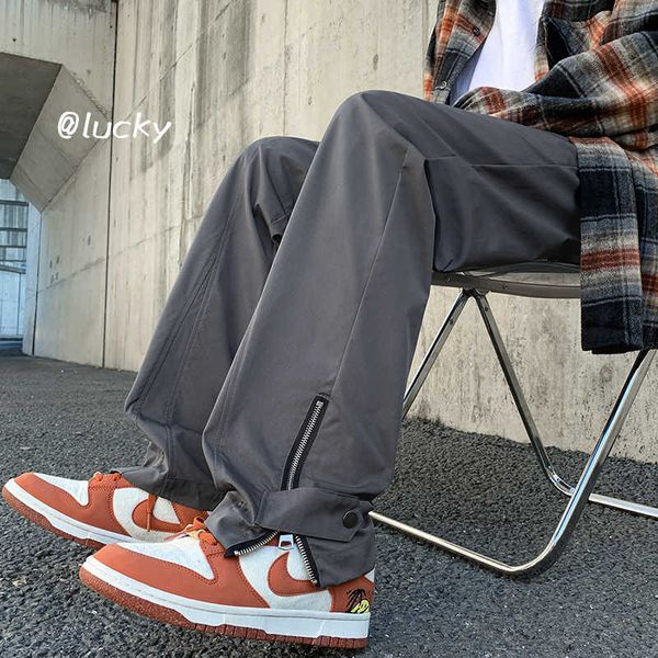 men's pants high street men's solid color pants zipper design loose straight streetwear hip hop male pants casual trousers z0306, Black
men's pants high street men's solid color pants zipper design loose straight streetwear hip hop male pants casual trousers z0306, Black