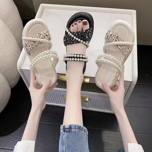platform slippers female summer fairy wind pearl sequin outdoor comfort non-slip fashion beach sandals, Black
platform slippers female summer fairy wind pearl sequin outdoor comfort non-slip fashion beach sandals, Black