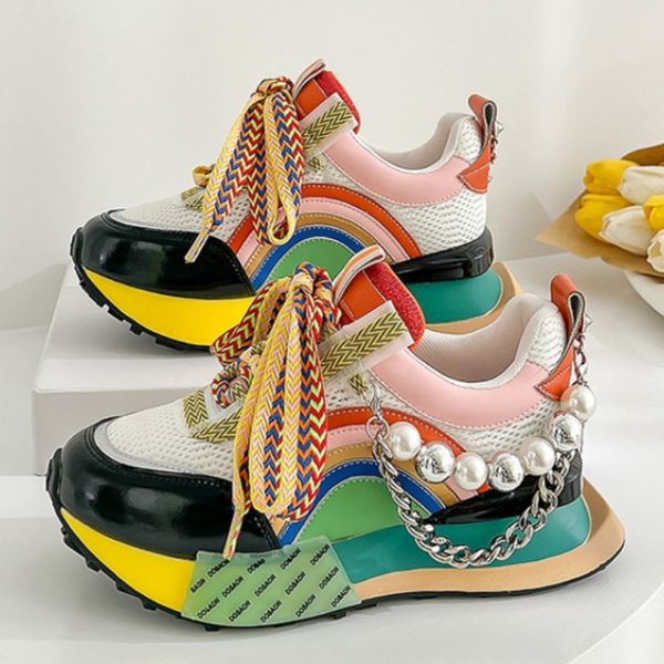 dress shoes lace up iridescent pearl chain decorative women's vulcanized shoes women's platform sneakers zapatos de mujer women sh, Black
dress shoes lace up iridescent pearl chain decorative women's vulcanized shoes women's platform sneakers zapatos de mujer women sh, Black