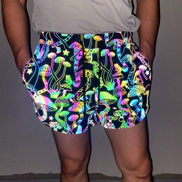 men's shorts parklees mushroom printed colorful reflective mens shiny hip hop dance fluorescent for men night sporting joggers 230307, White;black
men's shorts parklees mushroom printed colorful reflective mens shiny hip hop dance fluorescent for men night sporting joggers 230307, White;black