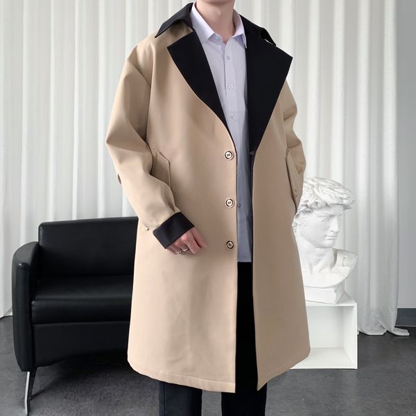men's jackets autumn trenchcoat contrast color turndown collar male long coat loose overcoat trend handsome casual windbreaker 230308, Black;brown
men's jackets autumn trenchcoat contrast color turndown collar male long coat loose overcoat trend handsome casual windbreaker 230308, Black;brown
