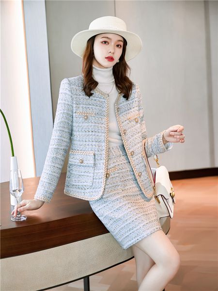two piece dres vintage skirt suits french small fragrance tweed jacket coat casual fried street short plaid outwear 230307, White
two piece dres vintage skirt suits french small fragrance tweed jacket coat casual fried street short plaid outwear 230307, White