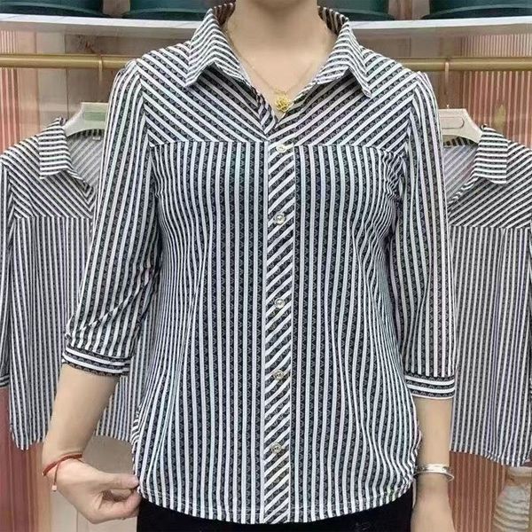 women's blouses shirts fashion loose all-match striped printed shirt summer women's clothing 3/4 sleeve casual turn-down collar bu, White
women's blouses shirts fashion loose all-match striped printed shirt summer women's clothing 3/4 sleeve casual turn-down collar bu, White