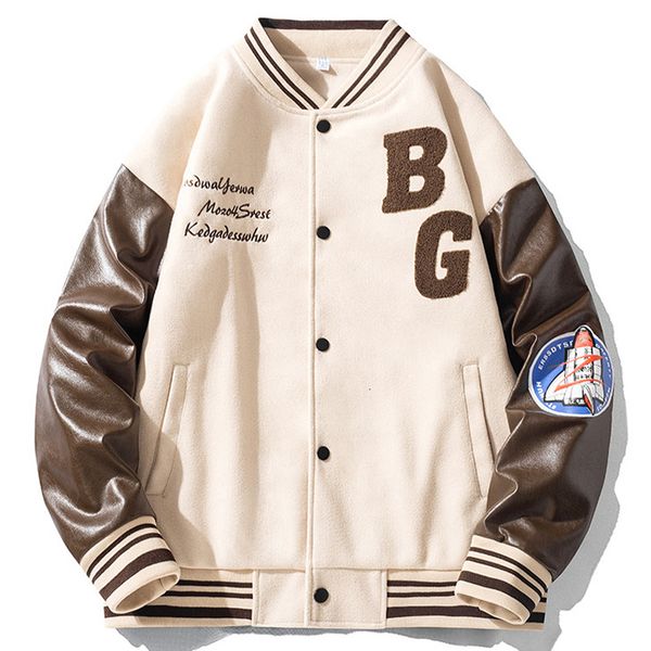 men s jackets men earth print brown bomber hip hop leather sleeves astronaut pattern epaulettes couple outwear loose baseball uniform 230307, Black;brown
men s jackets men earth print brown bomber hip hop leather sleeves astronaut pattern epaulettes couple outwear loose baseball uniform 230307, Black;brown