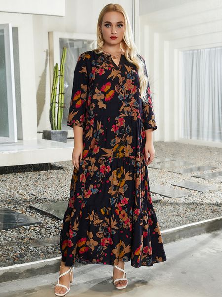 plus size dresses fashion print v neck bohemian size three quarter sleeve casual loose high waist maxi fall women s clothing 230307, Black
plus size dresses fashion print v neck bohemian size three quarter sleeve casual loose high waist maxi fall women s clothing 230307, Black