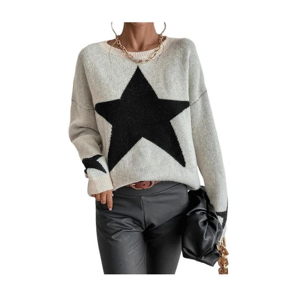 crew neck pullover casual women's sweaters lady knits blouse loose batwing long sleeves star jascquard contrast color autumn winter, White;black
crew neck pullover casual women's sweaters lady knits blouse loose batwing long sleeves star jascquard contrast color autumn winter, White;black