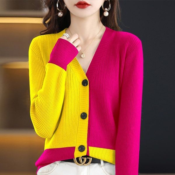 women's knits tees casual fashion vneck spliced color knitted cardigan sweater clothing autumn loose korean allmatch coat 230308, White
women's knits tees casual fashion vneck spliced color knitted cardigan sweater clothing autumn loose korean allmatch coat 230308, White