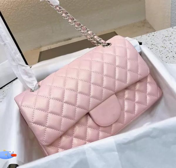 2022ss iridescent pearly pink classic double flap bags with silver metal hardware chain crossbody shoulder luxury designer tote multi pochet
2022ss iridescent pearly pink classic double flap bags with silver metal hardware chain crossbody shoulder luxury designer tote multi pochet