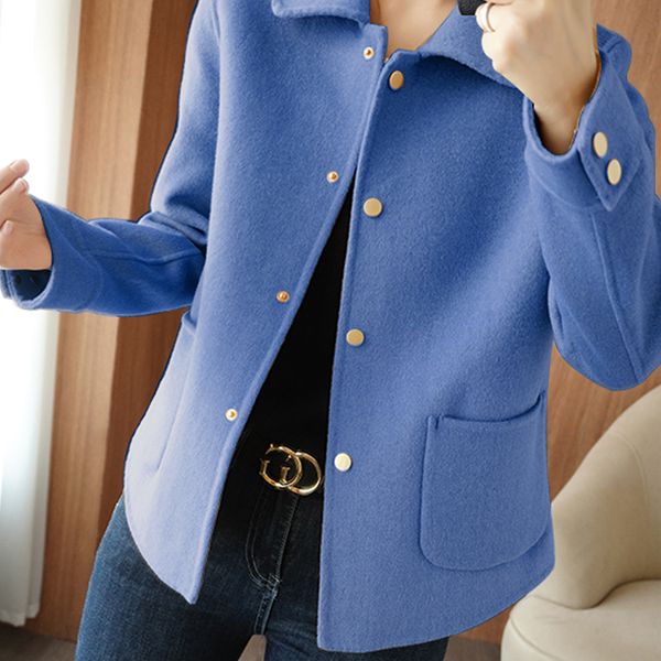 women's wool blends autumn and winter doublesided coat short section small doll collar mother en slim casual 230308, Black
women's wool blends autumn and winter doublesided coat short section small doll collar mother en slim casual 230308, Black