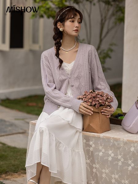 women's knits tees mishow mohair knitted cardigan women 2023 spring french solid vneck knit soft gentle knitwears female sweater coats, White
women's knits tees mishow mohair knitted cardigan women 2023 spring french solid vneck knit soft gentle knitwears female sweater coats, White