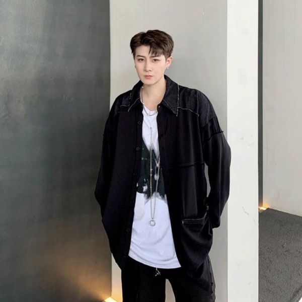 men's jackets dark style personality wornout raw edge stitching design windbreaker fashion trend male ruffian handsome loose coat 23030, Black;brown
men's jackets dark style personality wornout raw edge stitching design windbreaker fashion trend male ruffian handsome loose coat 23030, Black;brown
