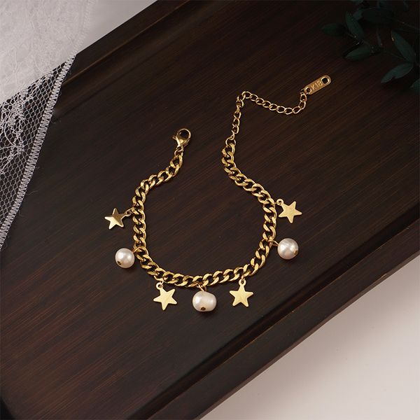star natural pearl fivepointed star fashion simple tide girl bracelet titanium bracelet ladies bracelet wholesale, Golden;silver
star natural pearl fivepointed star fashion simple tide girl bracelet titanium bracelet ladies bracelet wholesale, Golden;silver