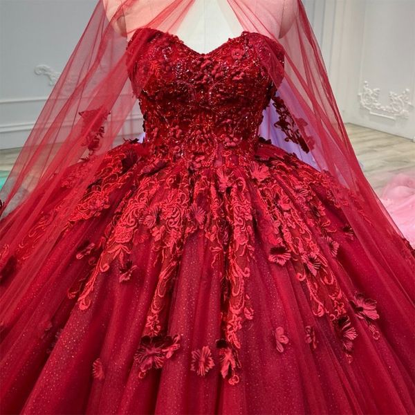 red sweetheart princess quinceanera dresses 3d floral applique beaded embroidery with cape lace-up sweep train prom dos de, Blue;red
red sweetheart princess quinceanera dresses 3d floral applique beaded embroidery with cape lace-up sweep train prom dos de, Blue;red