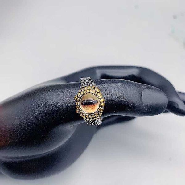imitation thai silver python eye ring devil's eye snake eye openable tiger eye ring