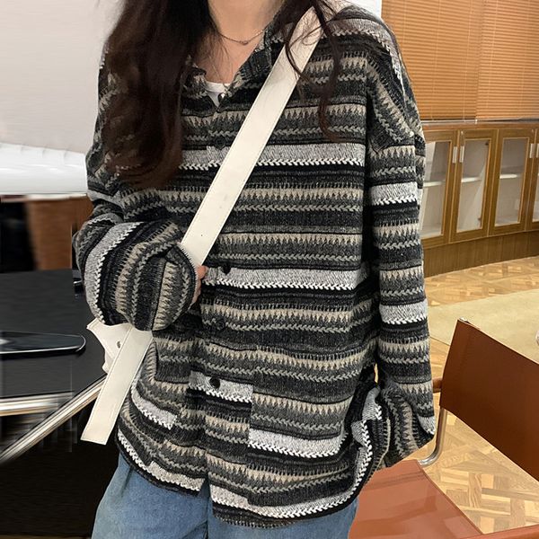 women's knits tees grandpa sweater women striped oversize button up knit cardigan grunge aesthetic outfit 230308, White
women's knits tees grandpa sweater women striped oversize button up knit cardigan grunge aesthetic outfit 230308, White