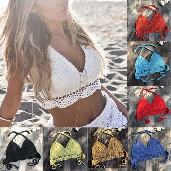 hand hook knitted bikini breast wrapped women's versatile spring split swimming top, White;black
hand hook knitted bikini breast wrapped women's versatile spring split swimming top, White;black