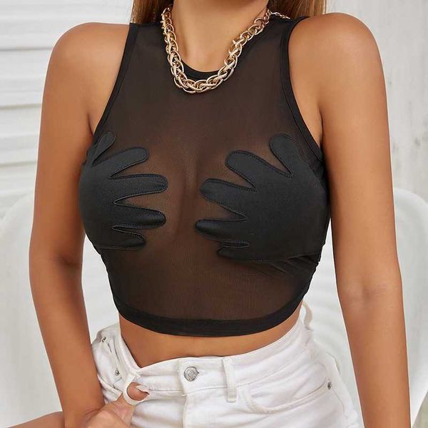summer new womens vest tank t-shirt round neck sleeveless perspective mesh splicing palm creative vests tees crop for women, White
summer new womens vest tank t-shirt round neck sleeveless perspective mesh splicing palm creative vests tees crop for women, White