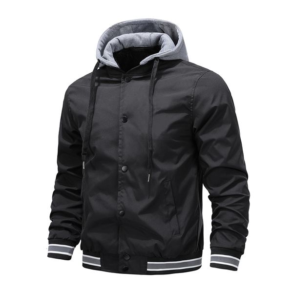 men s jackets men striped trim drawstring detachable hooded jacket 230307, Black;brown
men s jackets men striped trim drawstring detachable hooded jacket 230307, Black;brown