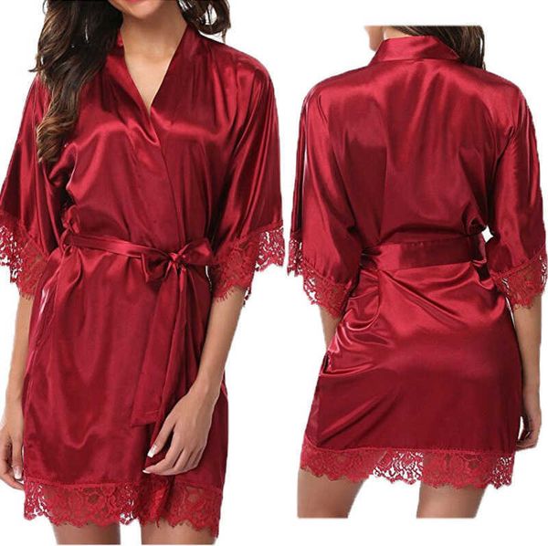 women's lace silk satin robe bride bridesmaid dress wedding kimono bathrobe sleepwear, Black;red
women's lace silk satin robe bride bridesmaid dress wedding kimono bathrobe sleepwear, Black;red