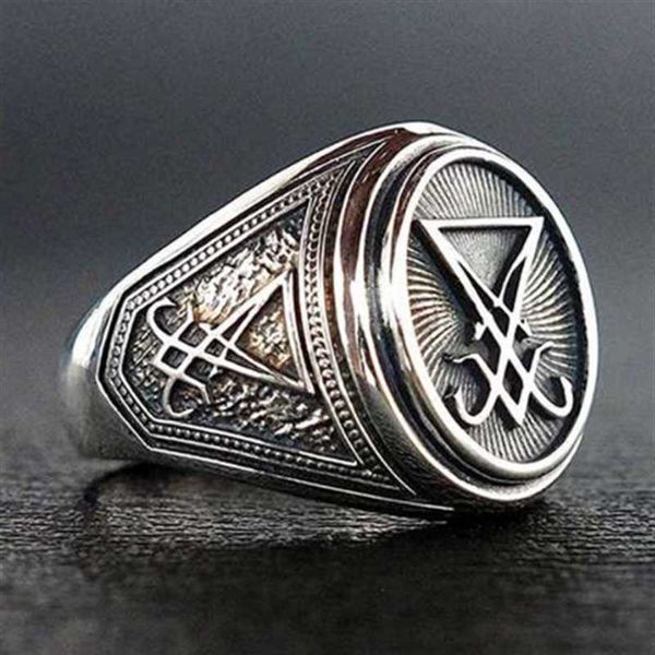 new retro fashion signet ring sealed satan biker ring gothic hidden ring men's trend jewelry wholesale, Silver
new retro fashion signet ring sealed satan biker ring gothic hidden ring men's trend jewelry wholesale, Silver