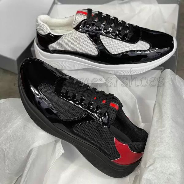 with box prad shoes men luxurys designer shoes americas cup patent leather sneakers flat trainers black lace-up mesh casual shoes outdoor in
with box prad shoes men luxurys designer shoes americas cup patent leather sneakers flat trainers black lace-up mesh casual shoes outdoor in