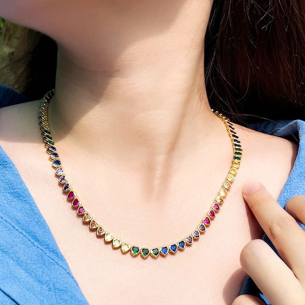 pendant necklaces cwwzircons genuine cubic zirconia heart shape colorful rianbow link chain women choker necklace chic boho jewelry gift cp0, Silver
pendant necklaces cwwzircons genuine cubic zirconia heart shape colorful rianbow link chain women choker necklace chic boho jewelry gift cp0, Silver