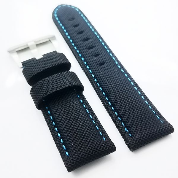 22 mm black canvas blue stitch leather band 20 mm pam silver steel screw buckle strap fit for pam wirst watch, Black;brown
22 mm black canvas blue stitch leather band 20 mm pam silver steel screw buckle strap fit for pam wirst watch, Black;brown