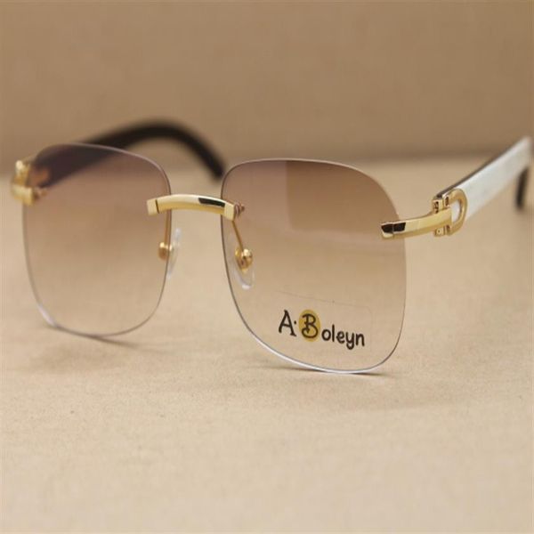new rimless t8100624 black white buffalo horn sunglasses eyelasses outdoors driving glasses c decoration 18k gold frame glas size331a, White;black
new rimless t8100624 black white buffalo horn sunglasses eyelasses outdoors driving glasses c decoration 18k gold frame glas size331a, White;black