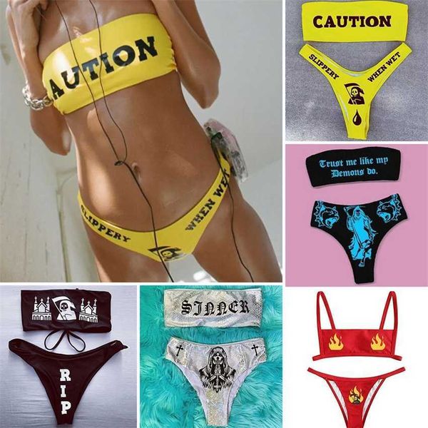 2023 women's split pattern finalized letter fashion swimwear bikini, White;black
2023 women's split pattern finalized letter fashion swimwear bikini, White;black