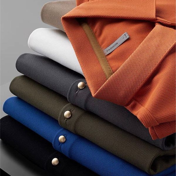 men's polos spring autumn mercerized pearl cotton men polo shirts short sleeve lapel tshirts solid color slim highend male tee 230308, White;black
men's polos spring autumn mercerized pearl cotton men polo shirts short sleeve lapel tshirts solid color slim highend male tee 230308, White;black