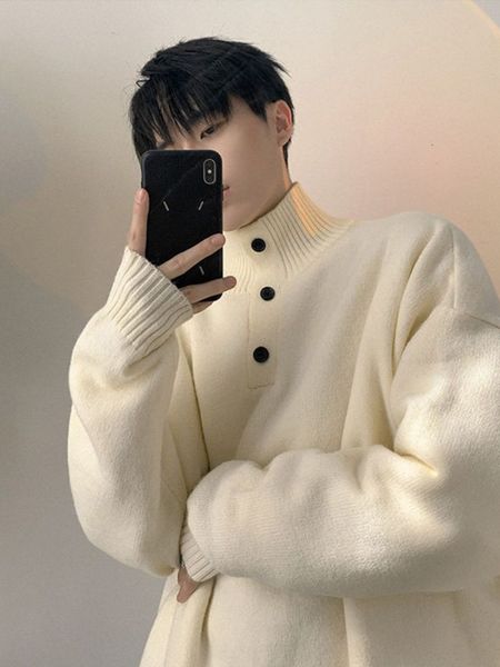 men s polos gmiixder half turtleneck sweater winter korean solid preppy button trend knit jerseys urban style 230308, White;black
men s polos gmiixder half turtleneck sweater winter korean solid preppy button trend knit jerseys urban style 230308, White;black