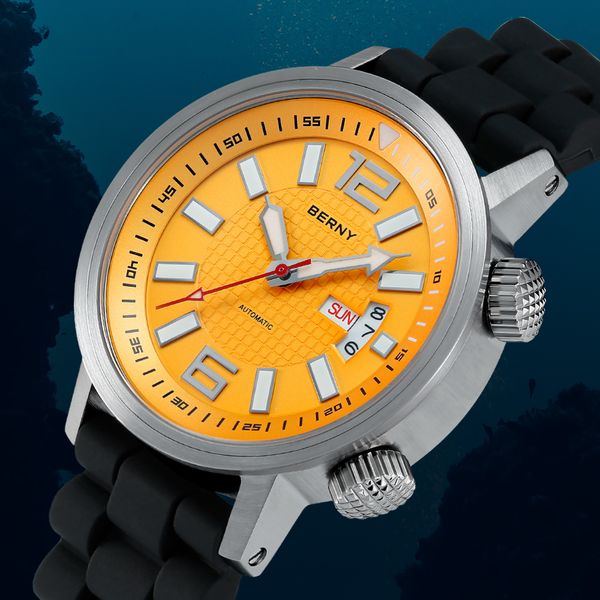wristwatches miyota 8205 20atm diver automatic mechanical watch men sport luminous sapphire waterproof wristwatch swimming self winding 2303, Slivery;brown
wristwatches miyota 8205 20atm diver automatic mechanical watch men sport luminous sapphire waterproof wristwatch swimming self winding 2303, Slivery;brown