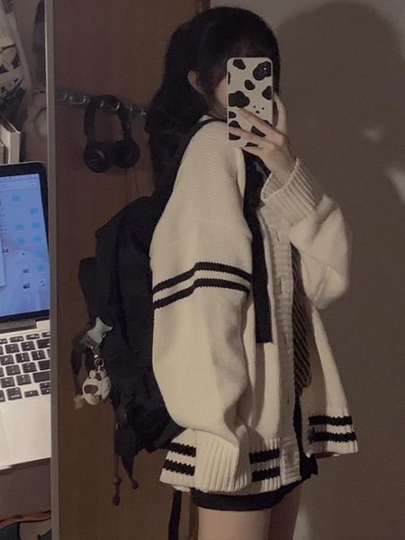 women's knits tees cardigan women autumn winter loose knitted sweater vneck long sleeve allmatch jackets preppy style coats korean fash, White
women's knits tees cardigan women autumn winter loose knitted sweater vneck long sleeve allmatch jackets preppy style coats korean fash, White