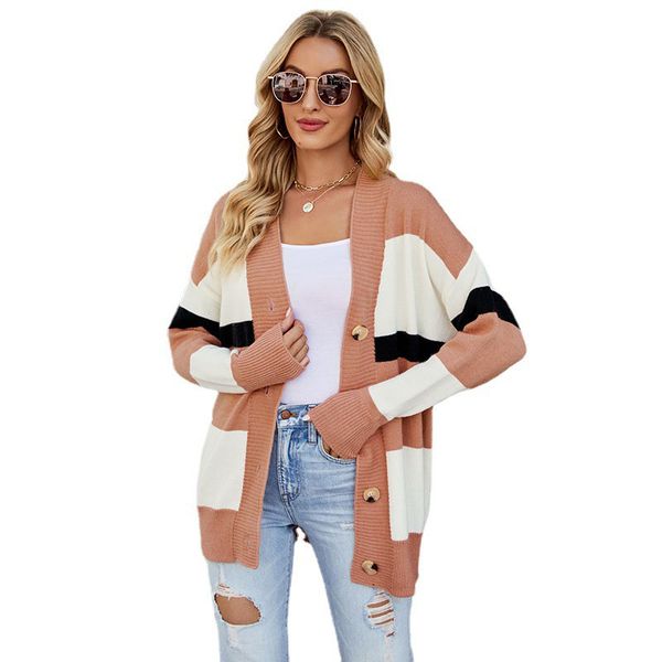 cardigan mid-length long women's sweaters striped multi color knitted casual coats knits knitwear with loose long sleeves autumn, White;black
cardigan mid-length long women's sweaters striped multi color knitted casual coats knits knitwear with loose long sleeves autumn, White;black