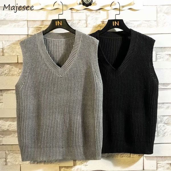 men s vests men sweater simple solid v neck casual loose all match daily male jumpers sleeveless knitting fashion retro minimalism ins 23030, Black;white
men s vests men sweater simple solid v neck casual loose all match daily male jumpers sleeveless knitting fashion retro minimalism ins 23030, Black;white